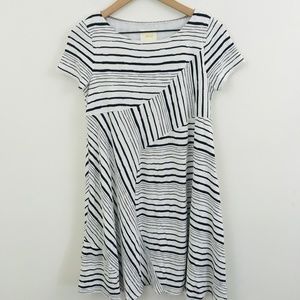 Anthropologie Black and White Striped Dress